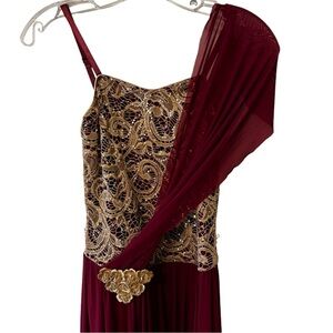 Revolution Girls Costume Dance Ice skating dress burgundy small adult size